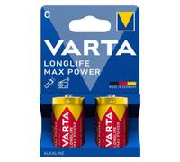 VARTA Pilas C Baby, paquete de 2, Longlife Max Power, Alcalinas, 1,5V, aptas para cámaras digitales, controladores, monitores de presión arterial, Made in Germany