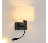 Pilanp Aplique de Pared Lámpara de Pared Moderna de Hierro con Pantalla de Tela Apliques de Interior Iluminación de Pared con Interruptor Lámparas de Pared para Dormitorio Sala de Estar Pasillo