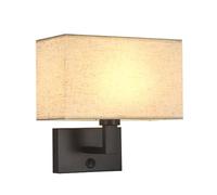 Pilanp Aplique de Pared Moderno con Interruptor, lámpara de Pared Interior con Pantalla de Tela, Farol de Pared rústico, lámparas de Pared para Dormitorio, Sala de Estar, Hotel, Sala de Estudio