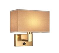 Pilanp Aplique de pared moderno con interruptor, lámpara de pared interior con pantalla de tela, farol de pared rústico, lámparas de pared para dormitorio, sala de estar, hotel, sala de estudio