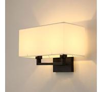 Pilanp Apliques de pared de 2 luces Lámparas de pared dobles con pantalla de tela de lino Aplique de pared interior posmoderno Iluminación para pasillo, dormitorio, sala de estar, baño, escalera