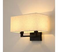 Pilanp Apliques de Pared de 2 Luces Lámparas de Pared Dobles con Pantalla de Tela de Lino Aplique de Pared Interior posmoderno Iluminación para Pasillo, Dormitorio, Sala de Estar, baño, Escalera