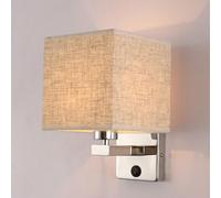 Pilanp Apliques de Pared de Tela rústica Apliques de Pared de Metal Cromado con Pantalla de Tela de Lino Lámparas de Pared de tocador de baño para Pasillo Dormitorio Sala de Estar baño Escalera