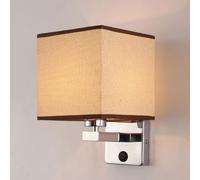 Pilanp Apliques de pared de tela rústica Apliques de pared de metal cromado con pantalla de tela de lino Lámparas de pared de tocador de baño para pasillo dormitorio sala de estar baño escalera