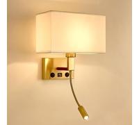 Pilanp Apliques de Pared Dorados Apliques de Tela Modernos Iluminación de Pared Lámpara de Pared Interior con Interruptor Lámparas de Pared Junto a la Cama para Dormitorio Sala de Estar Pasillo