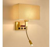 Pilanp Apliques de Pared Dorados Apliques de Tela Modernos Iluminación de Pared Lámpara de Pared Interior con Interruptor Lámparas de Pared Junto a la Cama para Dormitorio Sala de Estar Pasillo