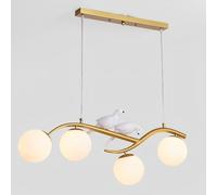 Pilanp Lámpara De Araña Lineal Creativa Lámpara Colgante E27 De 4 Luces con Lámparas De Cristal De Globo Luz De Suspensión Interior De 32 "para Comedor Sala De Estar Cocina Isla Luces Colgantes
