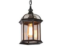 Pilanp Vintage lámpara Colgante al Aire Libre País Impermeable araña de Aluminio antioxidante lámpara Colgante con Pantalla de Cristal Transparente para Patio balcón Porche Techo Colgante Linterna