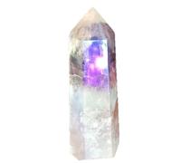 Pilar blanco galvanizado de cristal Natural, prisma Hexagonal de arcoíris, piedra cruda de una sola punta