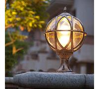 Pilar de luz al Aire Libre Impermeable IP54 Puerta Pared Villa bolardo Columna lámpara Exterior balcón Patio Bola Poste Linterna Aluminio Fundido Luces Pasillo E27