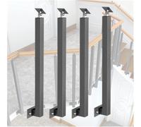 Pilares ajustables de metal negro - Paquete de 10 husillos montados laterales para cubiertas, escalones y renovación de escaleras al aire libre (90 cm) - Soportes versátiles incluidos