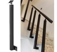 Pilares de barandilla de escalera negra, postes de balaustre de montaje lateral para interiores y exteriores, para hotel, balcón, patio y porche, completo con tornillos y tapas planas para una fácil