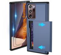 Pilaru Funda deslizante con tarjetero para Samsung Note 20 Ultra | Tarjetas con ranura oculta | 2 protectores de pantalla | Funda protectora tipo cartera a prueba de golpes | Diseño duradero de doble