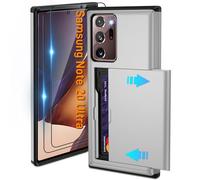 Pilaru Funda deslizante con tarjetero para Samsung Note 20 Ultra | Tarjetas con ranura oculta | 2 protectores de pantalla | Funda protectora tipo cartera a prueba de golpes | Diseño duradero de doble