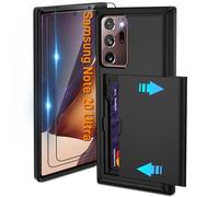 Pilaru Funda deslizante con tarjetero para Samsung Note 20 Ultra | Tarjetas con ranura oculta | 2 protectores de pantalla | Funda protectora tipo cartera a prueba de golpes | Diseño duradero de doble