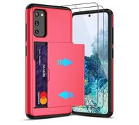 Pilaru Funda deslizante con tarjetero para Samsung S20 | Tarjetas con ranura oculta | 2 protectores de pantalla | Funda protectora a prueba de golpes y antideslizante | Diseño duradero de doble capa