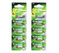 Pilas A27 12 V (27 a MN27 V27 A) (12 V, 10 piezas (2 Packs de 5 pilas), GP Batteries, alto rendimiento y duración de vida Extra larga