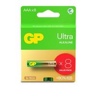 Pilas AAA - Juego de 8 | GP Ultra | Pilas AAA Alcaline de 1,5 V / LR03 - Larga duración