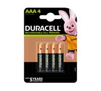 Duracell pilas recargables AAA (Paquete de 4), 900 mAh NiMH, precargadas, nuestras pilas recargables no. 1 en duración, con 0% plástico 100% embalaje reciclable
