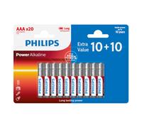 PHILIPS Pilas AAA 20 Unidades - Paquete de Pilas LR03/1,5V - Pilas Alcalinas - Pila AAA con 10 años de Conservación - hasta un 118% más de Energía
