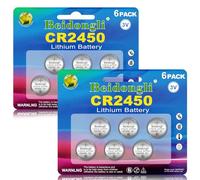 Pilas CR2450 de 3 V de Litio, Pilas de botón CR 2450, 12 Unidades