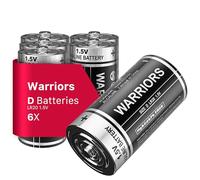 Pilas D 6X LR20 Alcalinas 1.5V (Pack de 6), Warriors, hasta 10 Años de Duración, Energía Duradera para Juguetes, Linternas, Radios, Antorchas y Dispositivos del Hogar