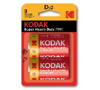 pilas d lr20 kodak extra heavy duty zinc pack 2 unidades 6000 mah 1.5v (ecotasas incluidas)