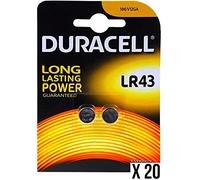 Pilas de botón alcalinas (40 pcs) - Duracell AG12, LR43, L1142, V12GA, 4278