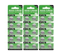 Pilas de botón de alta capacidad, paquete de 10/20/30/40 pilas LR1130 AG10 de 68 mAh 1,55 V
