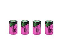 Pilas de Litio de Alta energía Tardiran, 4 Unidades; Modelo SL-750/S (1/2 AA), en Caja portabaterías Segura, Color Lila