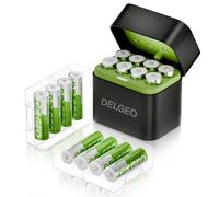 Pilas de litio recargables AA 16 unidades con cargador, 3600 mWh, alta capacidad, pilas AA de 1,5 V, batería de litio recargable de larga duración con caja de almacenamiento integrada