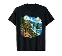 Pilas de mar Que se elevan detrás de un Sendero costero y Faro Camiseta