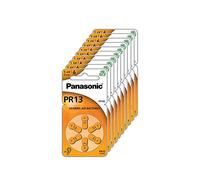 Pilas de Zinc-Aire Panasonic PR13 para audífonos, Tipo 13, 1,4 V, Pilas para audífonos, 10 Paquetes (60 Unidades), de Color Naranja