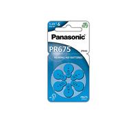 Pilas de zinc-aire Panasonic PR675 para audífonos, tipo 675, 1,4 V, pilas para audífonos, 6 unidades, de color azul
