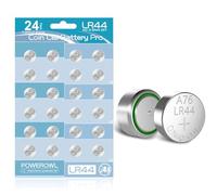 Pilas LR44, POWEROWL Pilas Alcalinas de 1,5 V AG13 CR44 357 303 A76 Pilas de Botón（24 Piezas ）