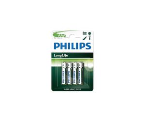 Pilas PHILIPS R03 / AAA Longlife - 1,5 V - Pack de 4