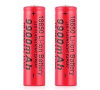 Pilas Recargable, 3,7V Litio Batería, Li-Ion Recargable Batería, 9900mAh Alta Capacidad Batería Linterna/Dron/Luces Solares, Batería Top Botón de Larga Vida para Coches RC (2PCS)