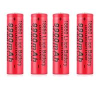 Pilas Recargable, 3,7V Litio Batería, Li-Ion Recargable Batería, 9900mAh Alta Capacidad Batería Linterna/Dron/Luces Solares, Batería Top Botón de Larga Vida para Coches RC (4Pcs)