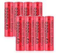 Pilas Recargable, 3,7V Litio Batería, Li-Ion Recargable Batería, 9900mAh Alta Capacidad Batería Linterna/Dron/Luces Solares, Batería Top Botón de Larga Vida para Coches RC (8PCS)