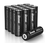 Pilas Recargables AA, BONAI Alta Capacidad 2800mAh 1.2V 1200 Ciclos de Pilas AA Recargable NI-MH, Precargadas para los Equipos Domésticos (16 Piezas)