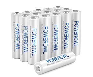 Pilas Recargables AAA, POWEROWL AAA Ni-MH Alta Capacidad 1000mAh 1.2V Pilas Recargable Baja Autodescarga (16 Piezas, Recargable Aproximadamente 1200 Veces)