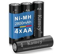 Pilas recargables KAMCY de alta capacidad 2800 mAh, pilas recargables AA 1,2 V Ni-MH (1200 - 1500 ciclos, precargadas, paquete de 4)