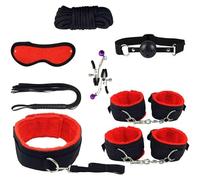 Pilates 8 Piezas De Nylon Yoga Set En Rojo, Accesorios Ajustables Divertidos para Manos Y Pies, Clip CóModo Y Herramienta De LáTigo, Regalo De Pareja