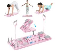 Pilates Board Reformer Plegable de Resistencia, Reformer Pilates Maschine Kit, Set Tabla Pilates, Mini Equipo de Fitness para Entrenamiento de Cuerpo Completo, Máquina de Pilates para Casa Rosa