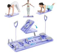 Pilates Board Reformer Plegable de Resistencia, Reformer Pilates Maschine Kit, Set Tabla Pilates, Mini Equipo de Fitness para Entrenamiento de Cuerpo Completo, Máquina de Pilates para Casa Púrpura