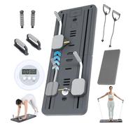 Pilates Board Reformer Plegable de Resistencia, Reformer Pilates Maschine Kit, Set Tabla Pilates, Mini Equipo de Fitness para Entrenamiento de Cuerpo Completo, Máquina de Pilates para Casa Gris
