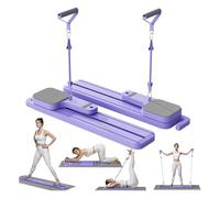 Pilates Board with Resistance Bands,Pilates Board for Home Workout,Pilates Reformer Board,for Core, Glutes, Balance Training, Non-Slip Design with Cushioned Pads (Purple)