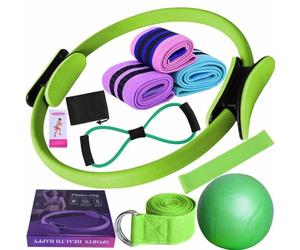 Pilates Equipment Sets for Home,Better Me Pilates Essentials Kit for Women,Pilate Equipment Essentials Kit for Women,Home Equipments Pilate Ring,Yoga Ball 25cm,Booty Bands,Resistance Band (Green)