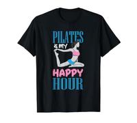 Pilates es mi Hora Feliz Camiseta gráfica económica, Hombre, Negro, L