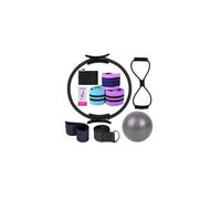 Pilates Essential Kit, Aro Pilates Mujer, Juego De 8 Piezas, Accesorios Pilates para Casa, Aro Pilates, Cintas EláSticas Musculación (Negro)